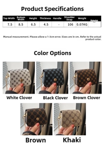 Detailed size chart for the mini PU leather crossbody bag showing exact dimensions