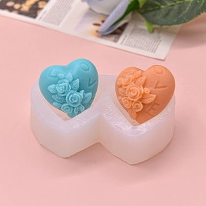 3D heart rose bouquet silicone mold for DIY candles, soap and cake mousse crafts