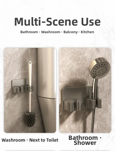 Support mural en aluminium pour vadrouilles et pommeaux de douche sur marbre