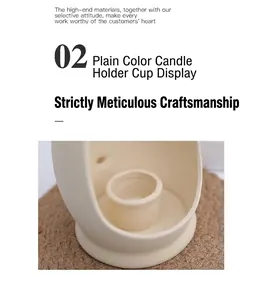 Macro detail of Nordic beige ceramic candle holder showing inner cylindrical socket structure