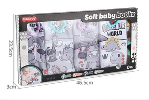 Set mit vier weichen Baby-Stoffbüchern mit Meeres- und Tier-Themen in Geschenkbox