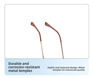 Detailed close-up of rose gold metal temples with non-slip texture and durable finish