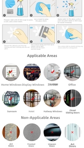 6-step installation guide for white snowflake static cling window stickers on glass
