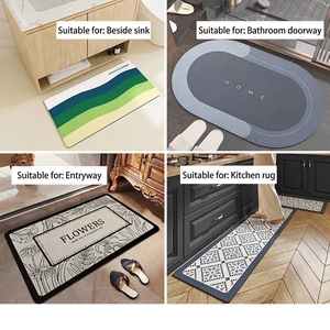 Minimalist quick-dry absorbent bathroom floor mats in various shapes for home decor