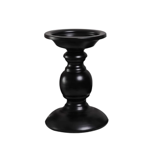 Classic black iron candlestick with multi-layered round base for home table decoration