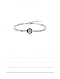 Detailed size chart for 925 sterling silver tennis bracelet with black enamel details