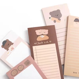 Cute Korean style cartoon bear sticky notes set in brown and beige for desk organization