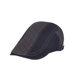 Vintage cotton ivy cap with quilted patchwork design and adjustable metal side buckle