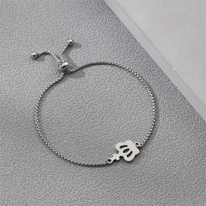 Silver crown and female symbol box chain bracelet with adjustable slider clasp for women