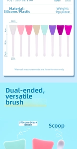 Detailed size chart for dual-ended silicone face mask brush with spoon applicator