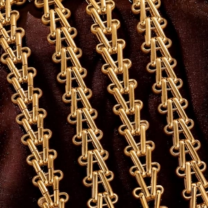 Gold stainless steel geometric rectangle link chain necklace with high polish finish