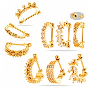 Ear Cartilage Stud Stainless Steel Post Cubic Zirconia Piercing Jewelry Screw Ball Back Helix Earrings For Women Fashion