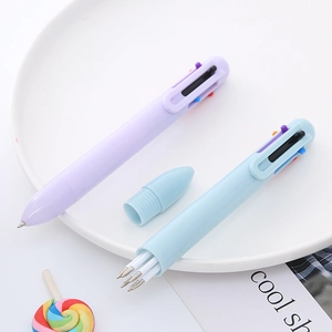 Mehrfarbiger 6-in-1 Macaron Kugelschreiber mit Pastell-Finish und Druckmechanik