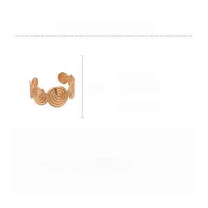 Detailed size specifications for the gold metal spiral geometric open bangle bracelet