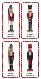 Detailed grid of four 20 inch colorful wooden nutcracker soldier figurines for Christmas