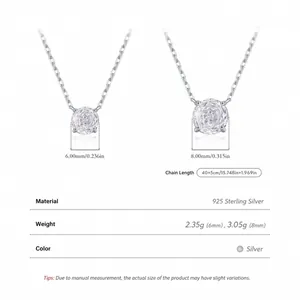 Halskette aus 925 Sterling Silber mit runden Zirkonia Anhängern in 6mm und 8mm Größe