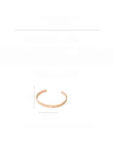 Detailed size chart for 18K gold-plated copper bangle showing weight and 6cm diameter