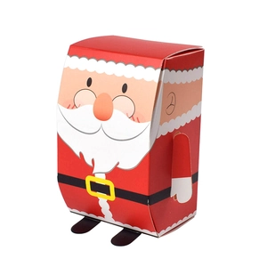 3D Santa Claus cardboard gift box for Christmas candy packaging in vibrant red and white