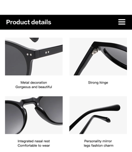 Detail view of round retro glasses showing metal hinges and integrated nose pads