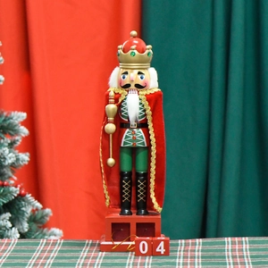 Christmas nutcracker king wooden advent calendar with red and green royal outfit