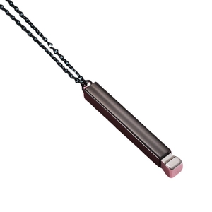 Minimalist titanium steel bar necklace with hidden pendant and sleek black chain link