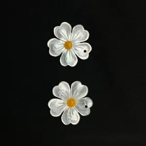 Handcrafted shell flower petals for hairpins and brooches with iridescent finish