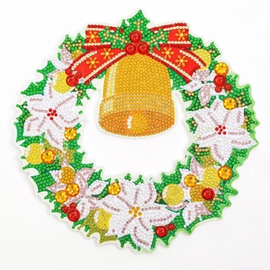Detailed view of 5D DIY Christmas wreath diamond painting with resin crystals