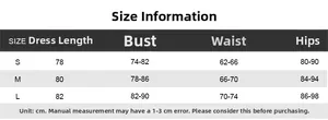 Guide des tailles pour la robe ligne A dos nu indiquant buste, taille et hanches en cm