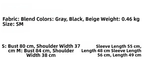 Detailed size chart for women's zip-up hoodie featuring chest, shoulder and sleeve measurements