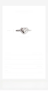 Detailed size chart for the adjustable S925 silver lace heart ring in silver finish
