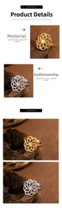 Macro shot of minimalist hollowed floral layered rings in gold and silver finish
