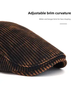 Detail of the flexible knit brim with a retro textured stripe pattern and foldable design