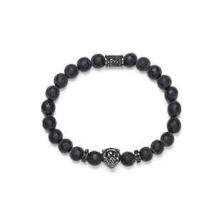 Faceted tiger eye beads bracelet with a metal lion head charm and sparkly spacers