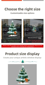 Custom size green Christmas tree window sticker with Merry Christmas text for shop decor