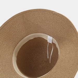 Straw sun hat for women with bow detail and fine woven paper texture in 57cm size