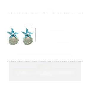 Detailed attribute chart showing blue starfish and shell earrings with 5cm size scale