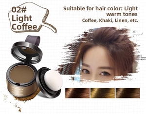 Detail of light brown hair shadow powder 02 with soft puff for natural hairline filling