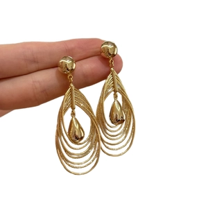 18k gold plated stainless steel multi-layered teardrop dangle earrings for women