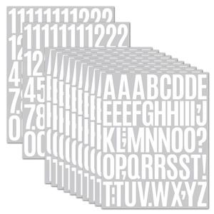 Detailed view of 2-inch waterproof white vinyl letter and number stickers for posters