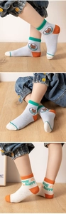 Breathable summer mesh socks for kids featuring cute cartoon bear and color contrast details