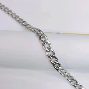 Minimalist silver stainless steel Cuban link chain necklace with high polished finish