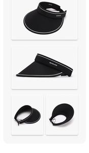 Detail shots of black ice silk visor showing adjustable buckle and breathable fabric