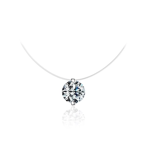 Collier en argent S925 minimaliste avec zircone cubique sur fil de pêche transparent