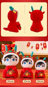 Detailed size comparison of 2024 Chinese Dragon plush dolls in 30cm, 25cm, and 20cm heights
