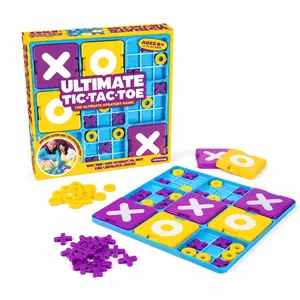 Gioco da tavolo Ultimate Tic-Tac-Toe con pezzi di gioco in plastica viola X e giallo O