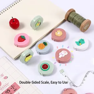 Mini cartoon retractable measuring tape for body sewing with cute silicone fruit patterns