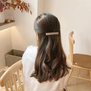 Handmade crystal beaded spring hair clip for elegant updos in champagne gold finish
