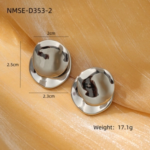 Irregular round titanium steel earrings with silver finish in minimalist design