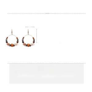 Detailed spec chart of ethnic shell and wood bead earrings with 6.5cm size and 9g weight