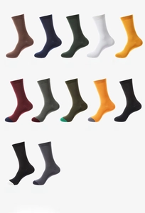 Grille de 12 couleurs de chaussettes en coton avec texture côtelée et pointes contrastées